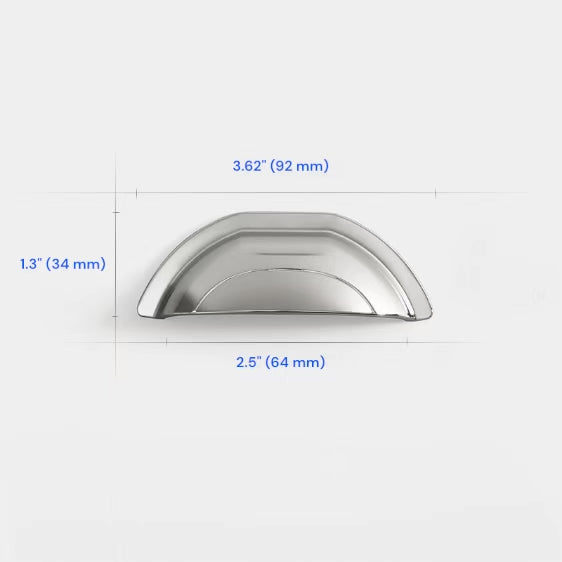 2.5" 3.75" Centers Cup Drawer Pulls in Brushed Gold, Nickel, Polished Chrome, Antique Bronze, 64 96 mm