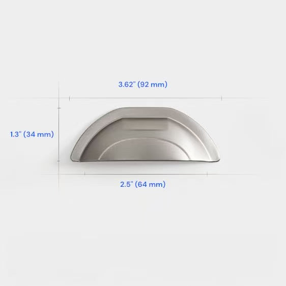 2.5" 3.75" Centers Cup Drawer Pulls in Brushed Gold, Nickel, Polished Chrome, Antique Bronze, 64 96 mm