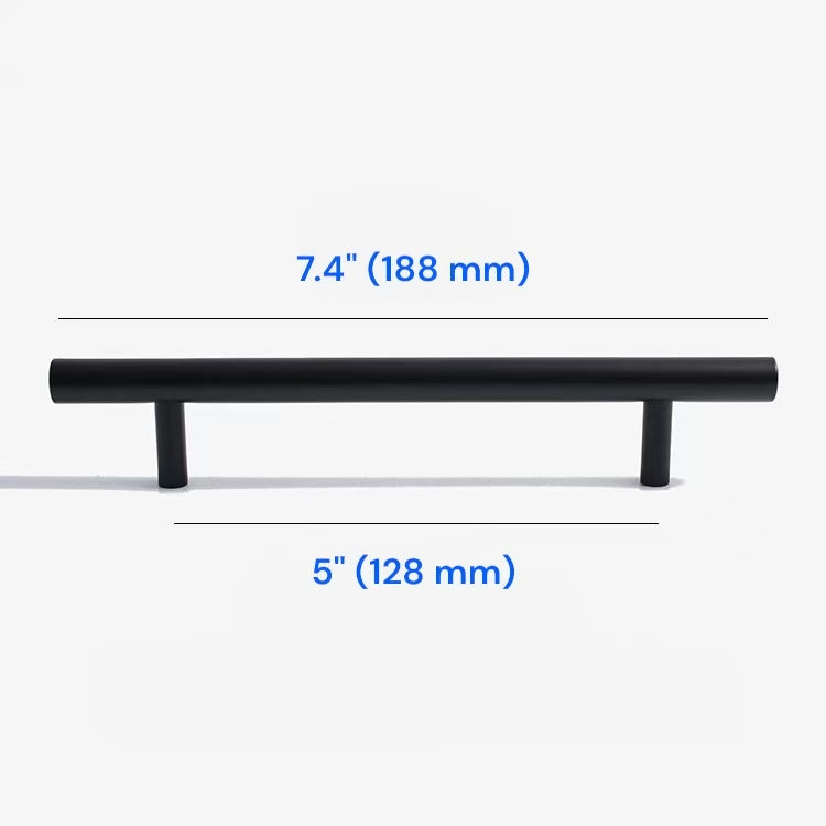 Minimalist Matte Black Cabinet Bar Pulls & Knobs, Solid Brass, 96 128 160 224 320 mm