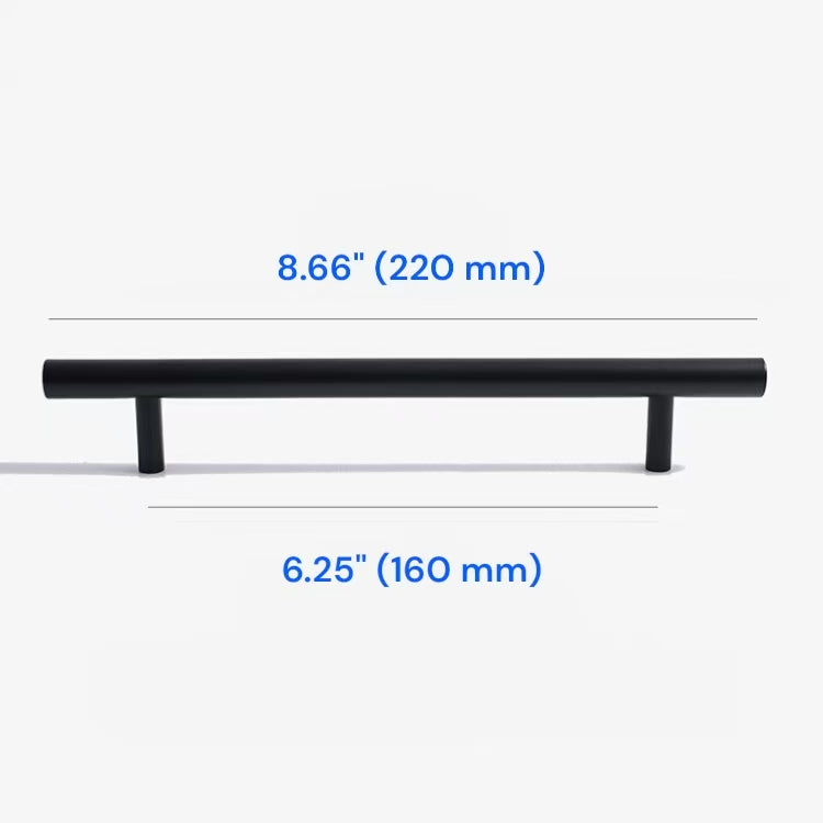 Minimalist Matte Black Cabinet Bar Pulls & Knobs, Solid Brass, 96 128 160 224 320 mm
