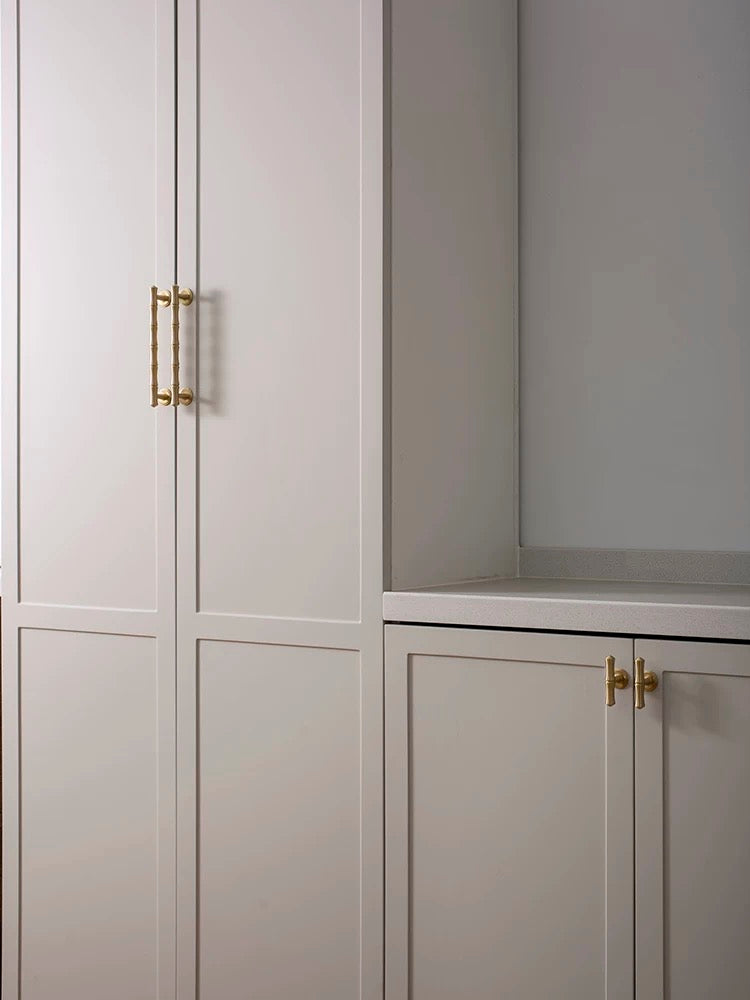 Bamboo Cabinet Pulls, Brushed Brass, Oriental Classic Kitchen Hardware