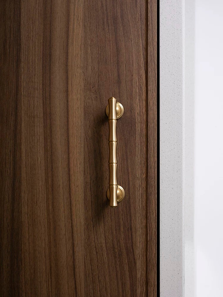 Polished brass Bamboo drawer handles for Orientalist interiors