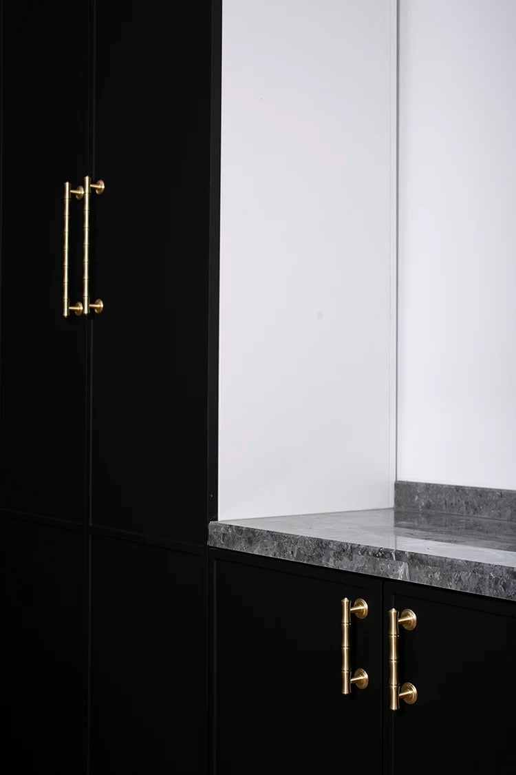 Bamboo Cabinet Pulls, Brushed Brass, Oriental Classic Kitchen Hardware
