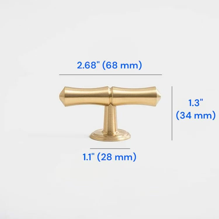 Bamboo Cabinet Pulls, Brushed Brass, Oriental Classic Kitchen Hardware