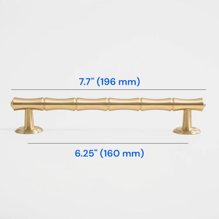 Bamboo Cabinet Pulls, Brushed Brass, Oriental Classic Kitchen Hardware