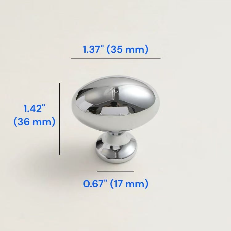 European Polished Chrome Cabinet Handle, Round Drawer Knob, Contemporary Kitchen Hardware