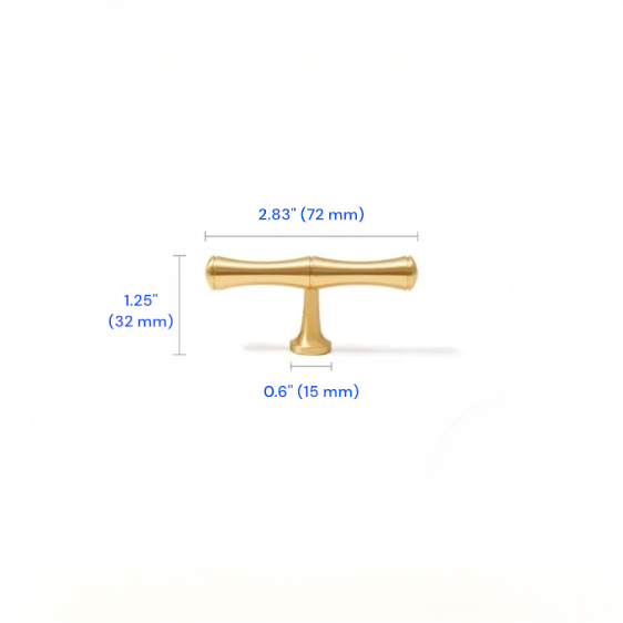 Brushed Brass Bamboo Drawer Handles, Kitchen Cabinet Hardware, 3.75" 5" 6.25" 8.8" 12.5" Centers