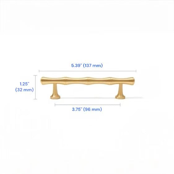 Brushed Brass Bamboo Drawer Handles, Kitchen Cabinet Hardware, 3.75" 5" 6.25" 8.8" 12.5" Centers