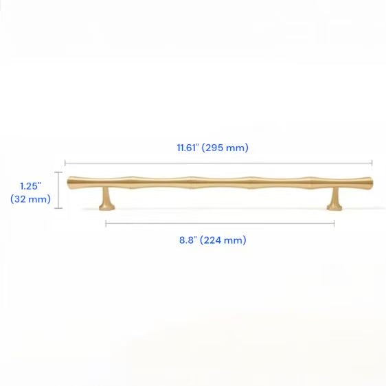Brushed Brass Bamboo Drawer Handles, Kitchen Cabinet Hardware, 3.75" 5" 6.25" 8.8" 12.5" Centers