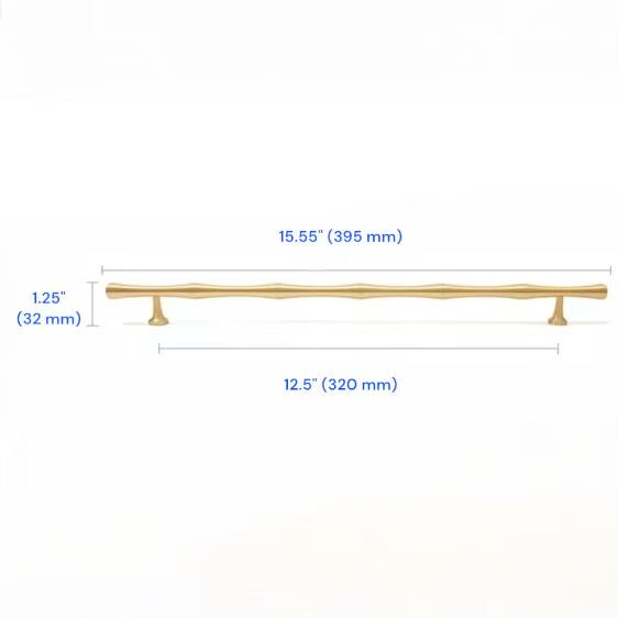 Brushed Brass Bamboo Drawer Handles, Kitchen Cabinet Hardware, 3.75" 5" 6.25" 8.8" 12.5" Centers