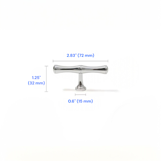 Brass Bamboo Drawer Handles, Polished Chrome, Kitchen Cabinet Hardware, 3.75" 5" 6.25" 8.8" 12.5" Centers