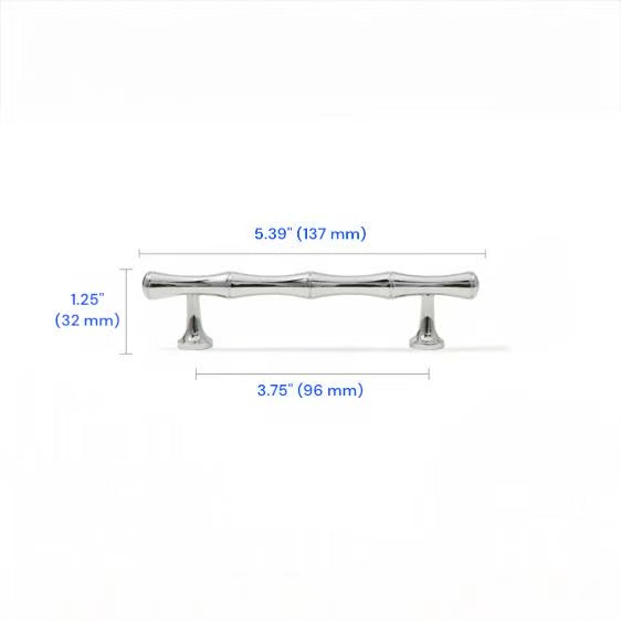 Brass Bamboo Drawer Handles, Polished Chrome, Kitchen Cabinet Hardware, 3.75" 5" 6.25" 8.8" 12.5" Centers