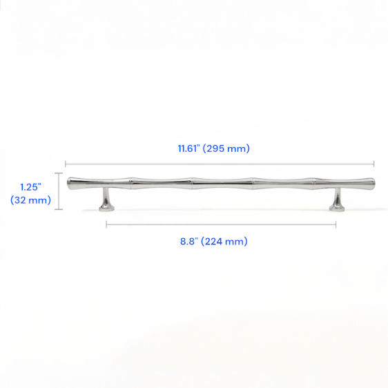 Brass Bamboo Drawer Handles, Polished Chrome, Kitchen Cabinet Hardware, 3.75" 5" 6.25" 8.8" 12.5" Centers