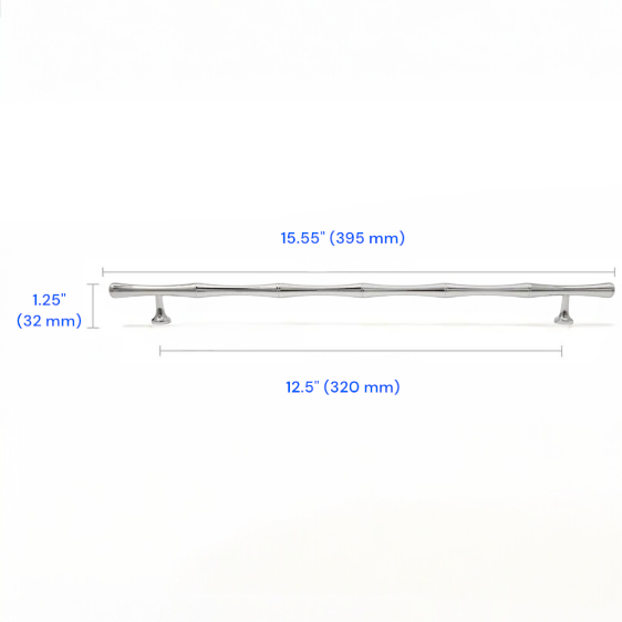 Brass Bamboo Drawer Handles, Polished Chrome, Kitchen Cabinet Hardware, 3.75" 5" 6.25" 8.8" 12.5" Centers