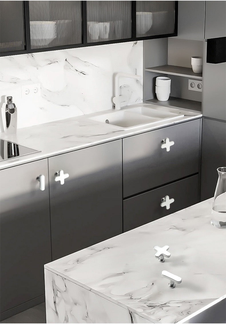 Plus Minus Symbol Cabinet Knobs, Solid Brass, Modern Kitchen Hardware