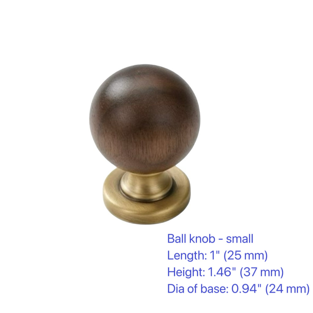 Wood & Brass Drawer Handle, Pendant Walnut Cabinet Pull, Japandi Kitchen Hardware