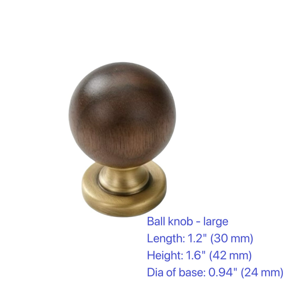 Wood & Brass Drawer Handle, Pendant Walnut Cabinet Pull, Japandi Kitchen Hardware