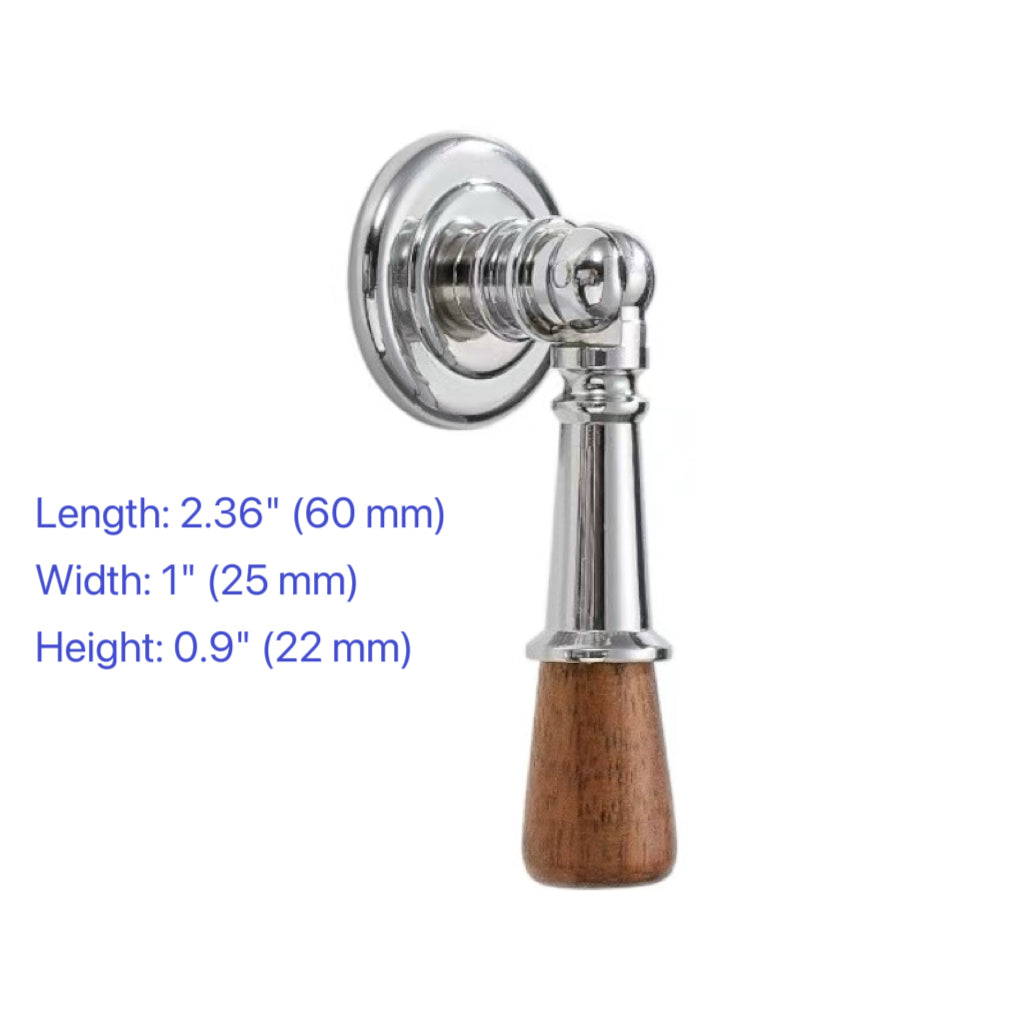 Wood & Brass Drawer Handle, Pendant Walnut Cabinet Pull, Japandi Kitchen Hardware