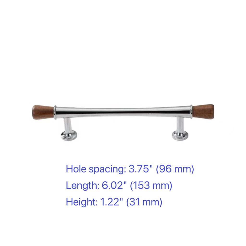 Wood & Brass Drawer Handle, Pendant Walnut Cabinet Pull, Japandi Kitchen Hardware