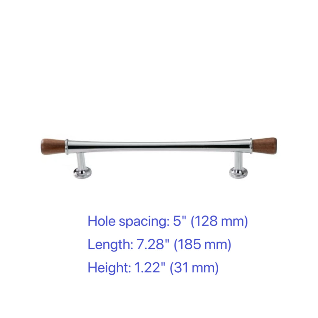 Wood & Brass Drawer Handle, Pendant Walnut Cabinet Pull, Japandi Kitchen Hardware