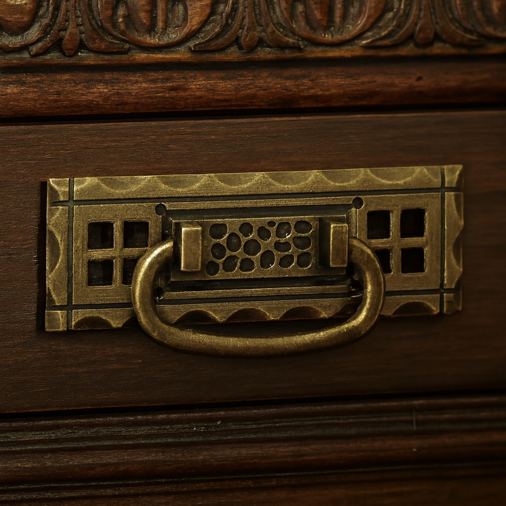 3.25" Antique Bronze Drop Bail Drawer Pull with Backplate, Vintage Style