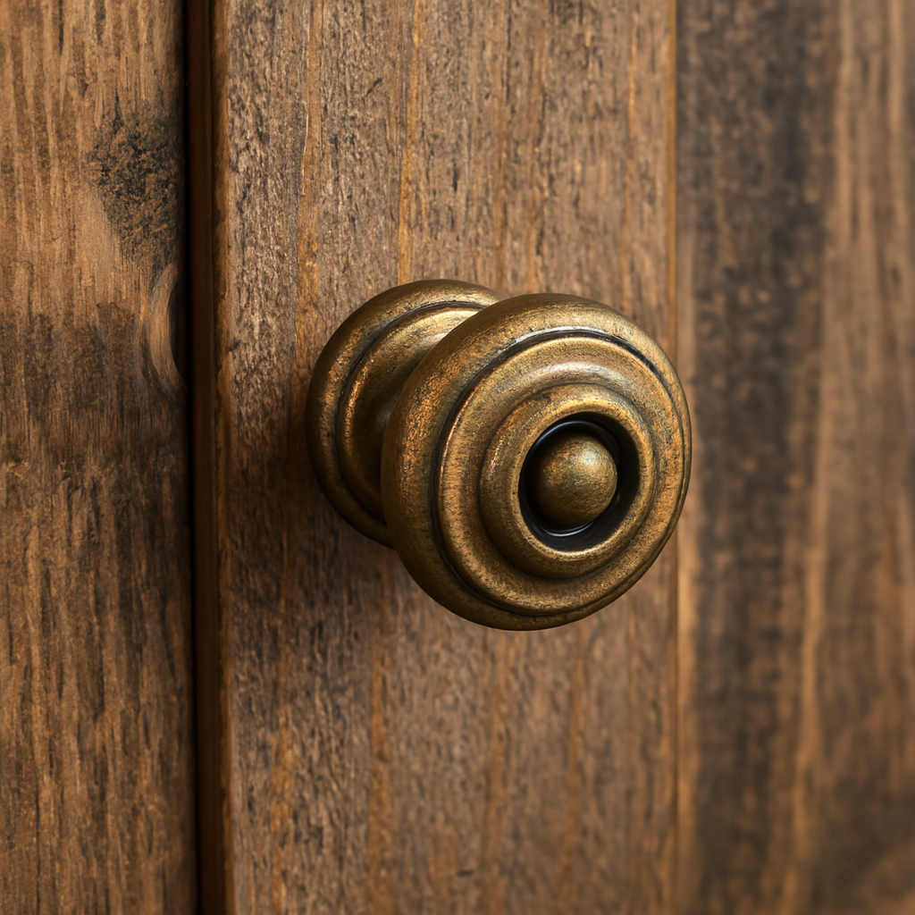 Antique Gold Brass Cabinet Knob, Dresser Drawer Pull, Heavy Duty