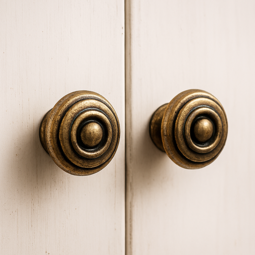 Antique Gold Brass Cabinet Knob, Dresser Drawer Pull, Heavy Duty