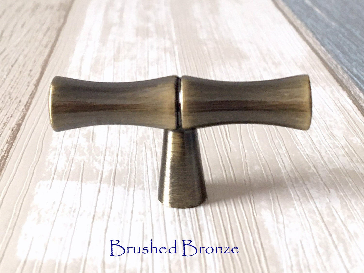 T Shaped Knob Bamboo Drawer Handles, Bronze Gold Pewter Nickel Chrome