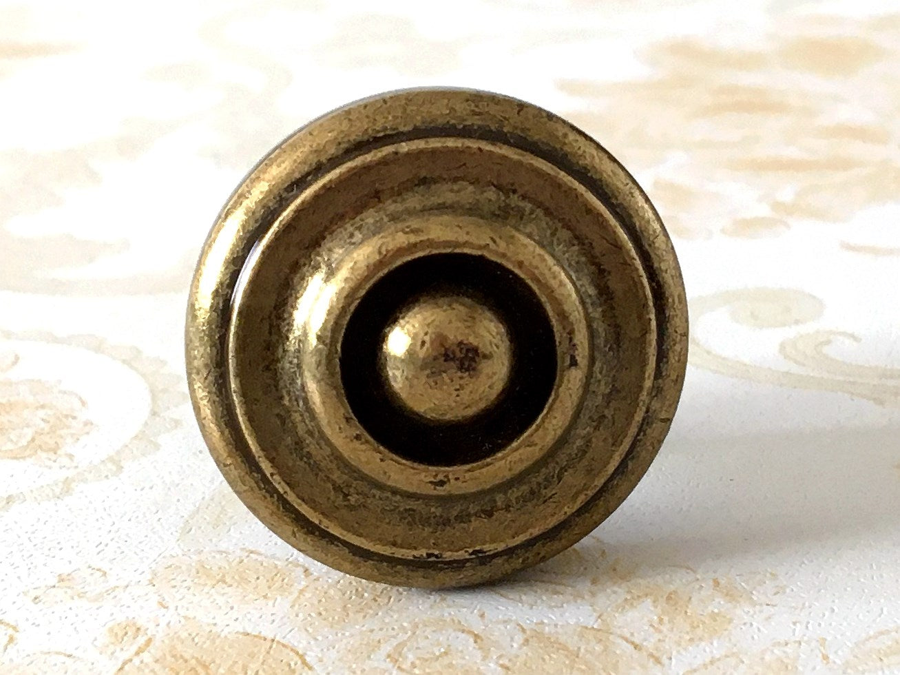 Antique Gold Brass Cabinet Knob, Dresser Drawer Pull, Heavy Duty