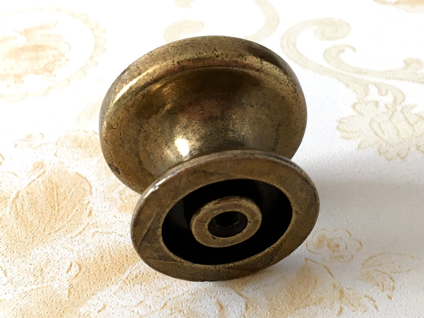 Antique Gold Brass Cabinet Knob, Dresser Drawer Pull, Heavy Duty
