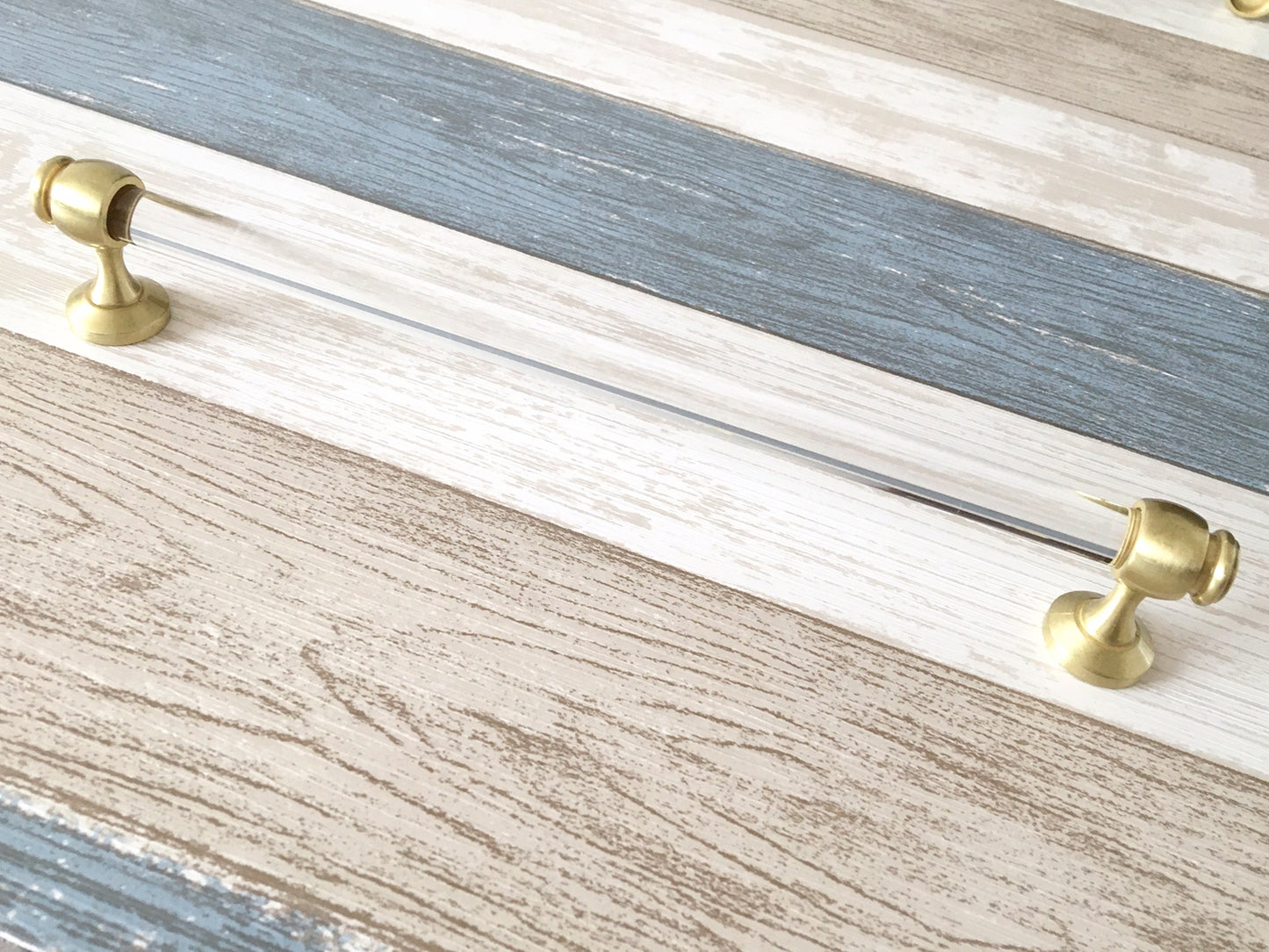 Acrylic Drawer Pulls, Lucite Cabinet Handles, Brushed Gold Clear, Kitchen Hardware