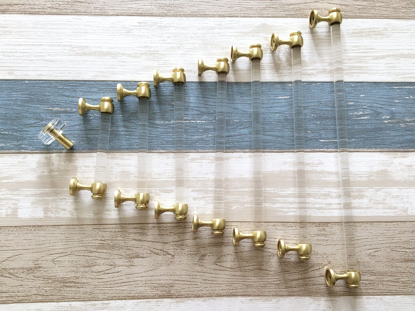 Acrylic Drawer Pulls, Lucite Cabinet Handles, Brushed Gold Clear, Kitchen Hardware