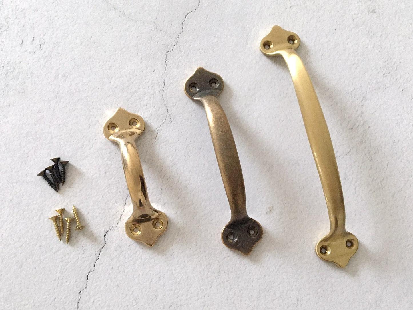 Brass Drawer Pulls, Front Screws, Unlaquered Brass, Brushed Gold, Antique Bronze