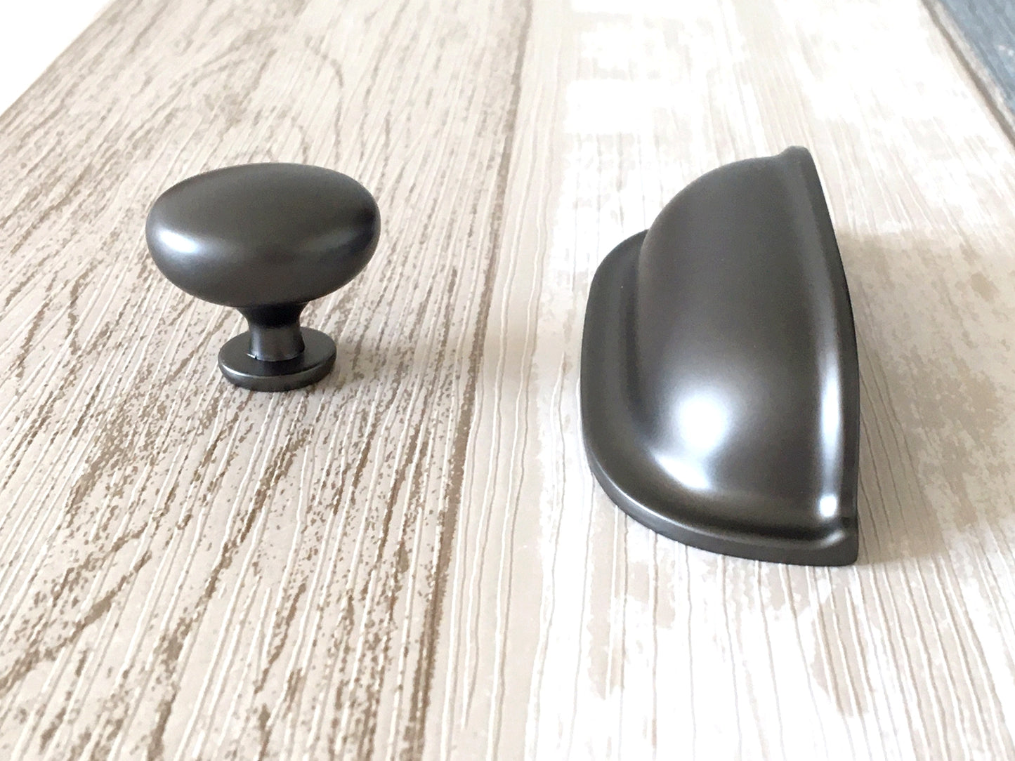 2.5" Cup Drawer Pull, Cabinet Knobs, 64 mm Centers, White Black Gold Nickel Gray