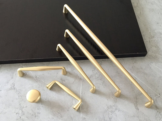 Brushed Gold Modern Wardrobe D Pulls - 3" to 12.5"