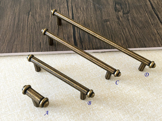 Vintage Style Cabinet Bar Handles, Antique Bronze Kitchen Hardware, Rustic Retro