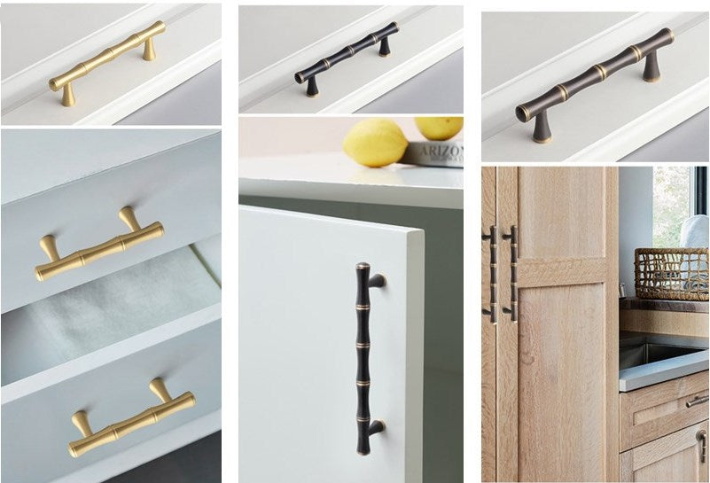 Brass Bamboo Cabinet Handle & Pendant pull - 2.5" to 6.25" - LynnsHardware