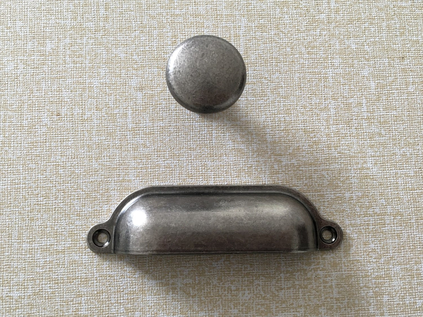 3.5" Cup Drawer Pull & Knob - Antique Pewter/Black