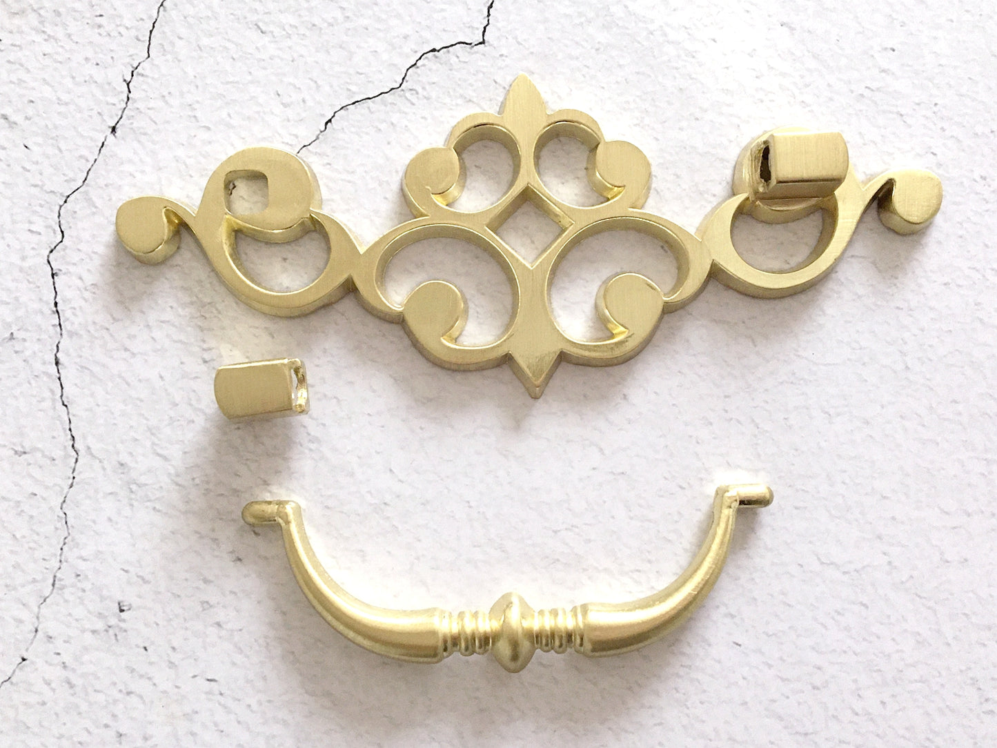 3.25" Drop Bail Drawer Pulls with Pierced Backplate, Gold, Black and Bronze