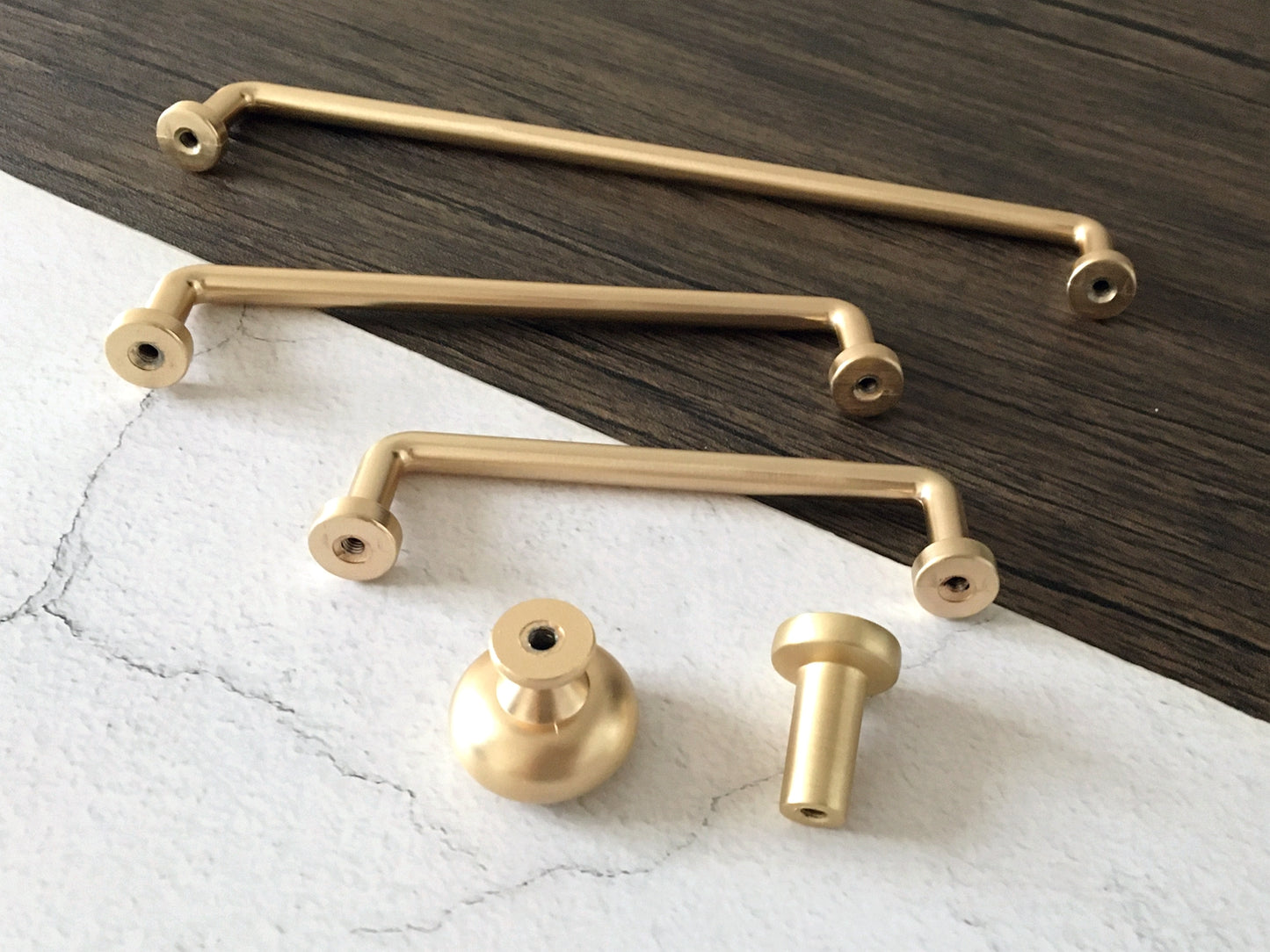 3.75" 5" 7.5" Brushed Gold Wire Cabinet Pulls, Mid Century Modern Kitchen Hardware