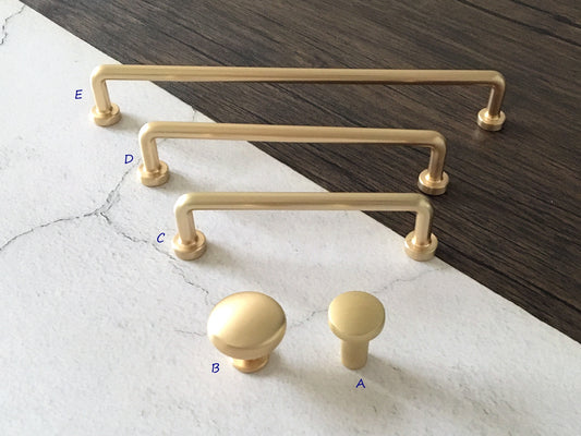 3.75" 5" 7.5" Brushed Gold Wire Cabinet Pulls, Mid Century Modern Kitchen Hardware