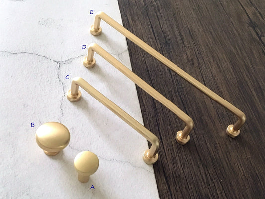 3.75" 5" 7.5" Brushed Gold Wire Cabinet Pulls, Mid Century Modern Kitchen Hardware