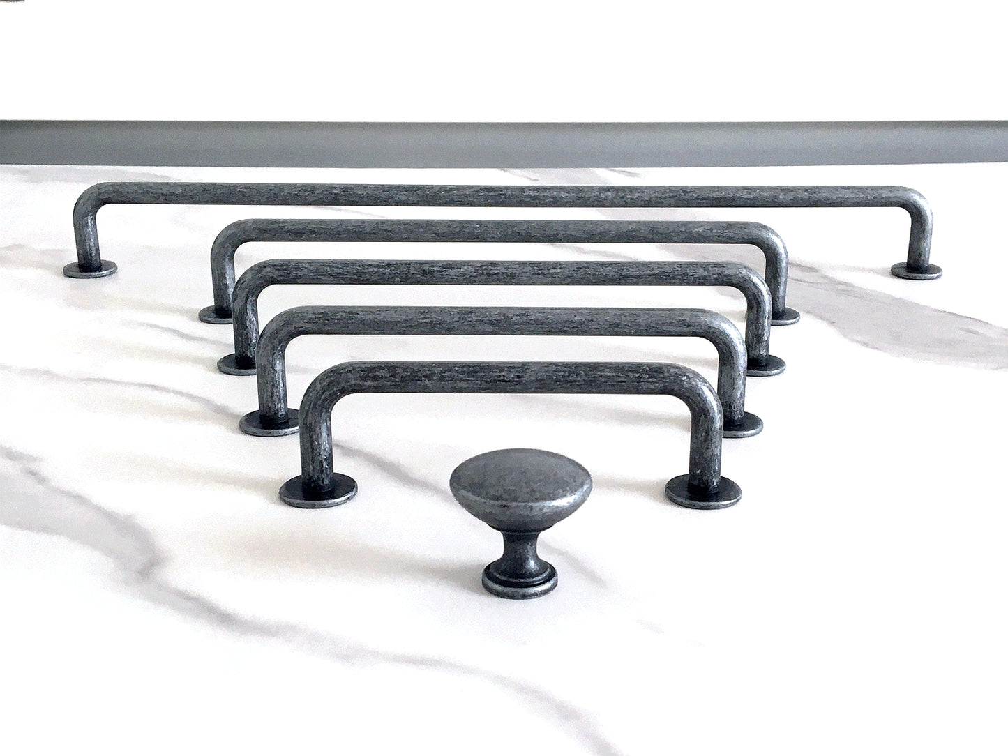 Pewter Cabinet Pull Handles, Wardrobe Door Pulls Slim Simple, Rustic Kitchen Hardware