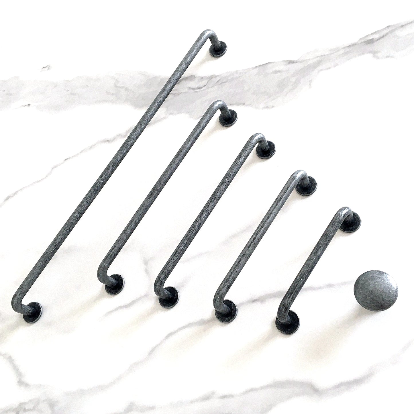Pewter Cabinet Pull Handles, Wardrobe Door Pulls Slim Simple, Rustic Kitchen Hardware