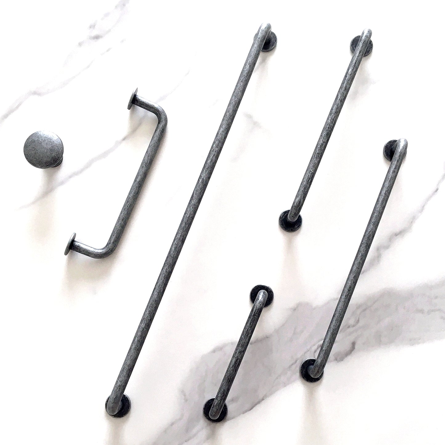 Pewter Cabinet Pull Handles, Wardrobe Door Pulls Slim Simple, Rustic Kitchen Hardware