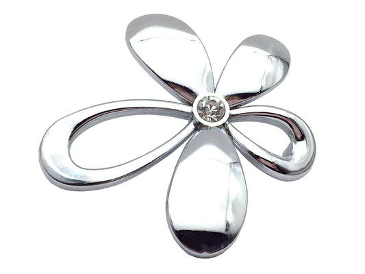 2.5" Centers Floral Drawer Pull with Rhinestone, 64 mm Holes, Polished Chrome
