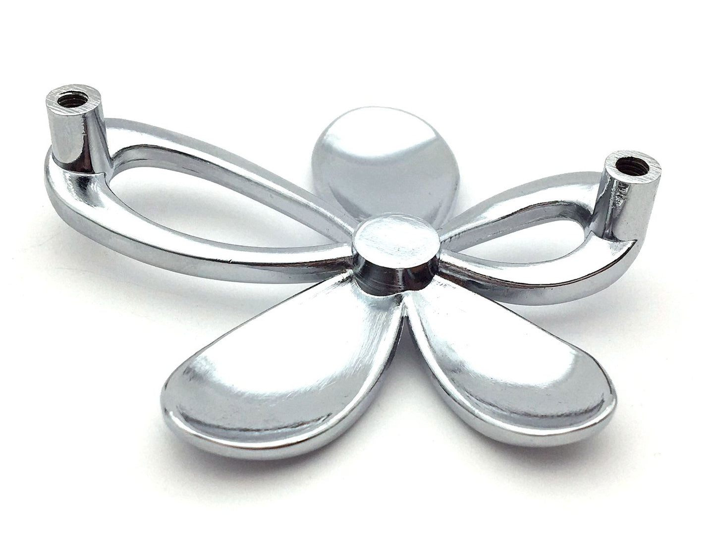2.5" Centers Floral Drawer Pull with Rhinestone, 64 mm Holes, Polished Chrome