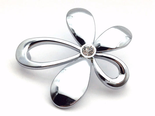 2.5" Centers Floral Drawer Pull with Rhinestone, 64 mm Holes, Polished Chrome