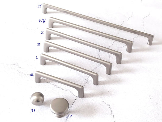 Brushed Nickel Cabinet D Handles - Multi Size