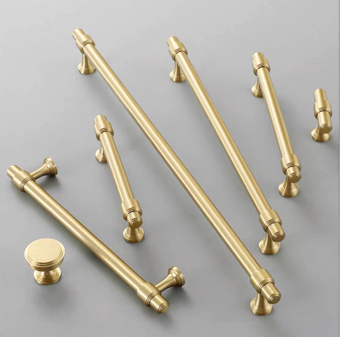 Minimalism Cabinet Bar Pulls, Solid Brass, Brushed Gold, Modern Mid Century Kitchen Hardware